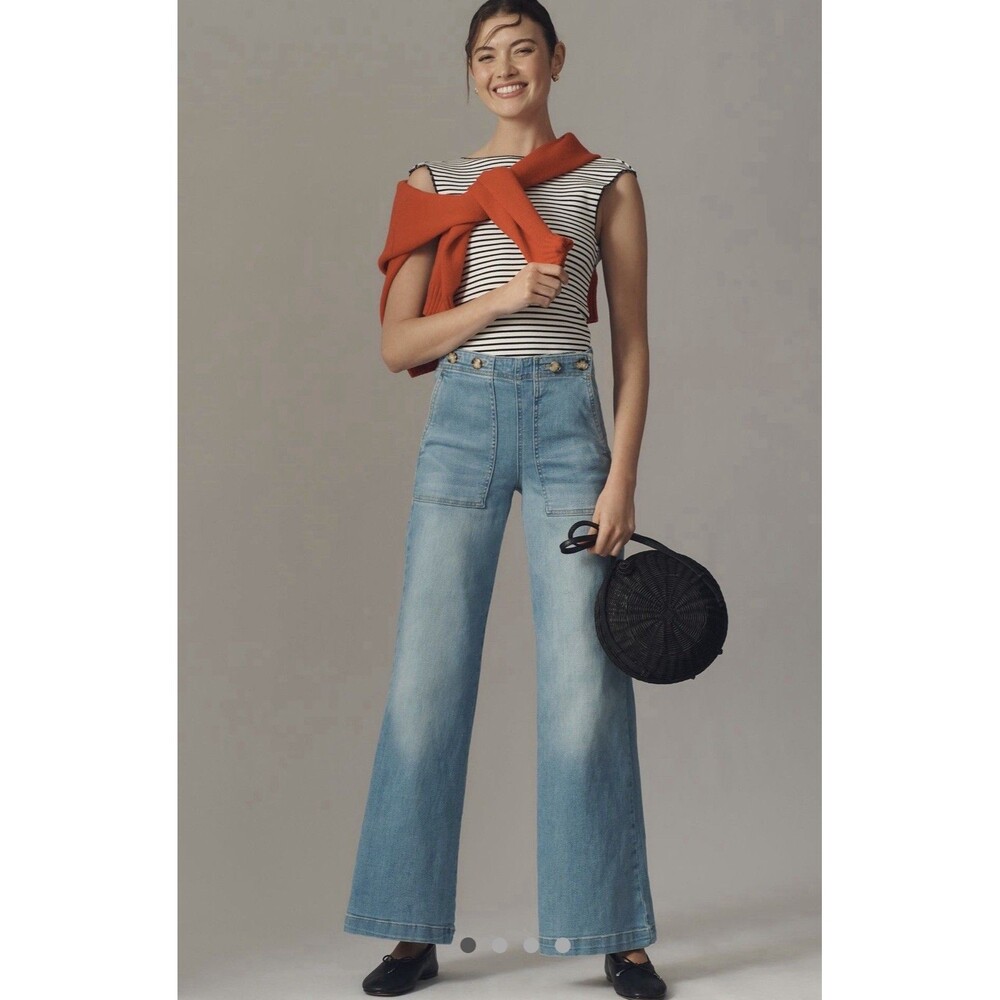 Anthropologie Kit High Rise Wide Leg Trouser Jeans Size 25 Petite